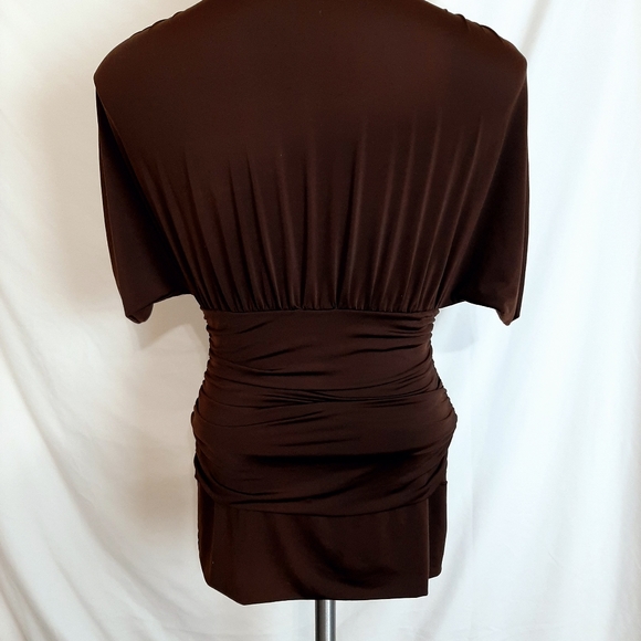 Rampage womens size small fitten wrap brown shirt - Picture 4 of 6